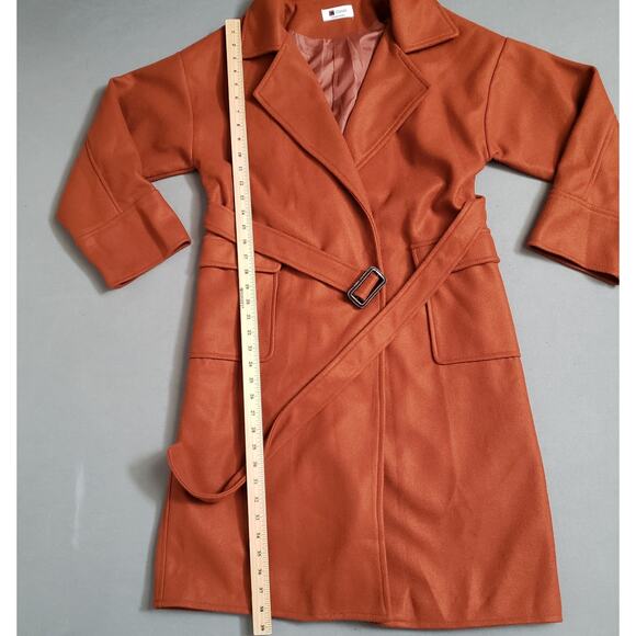 CHUU Coat in Camel Size Small Belted Trench‎ Fleece Winter Coat Made in Korea - Picture 9 of 11